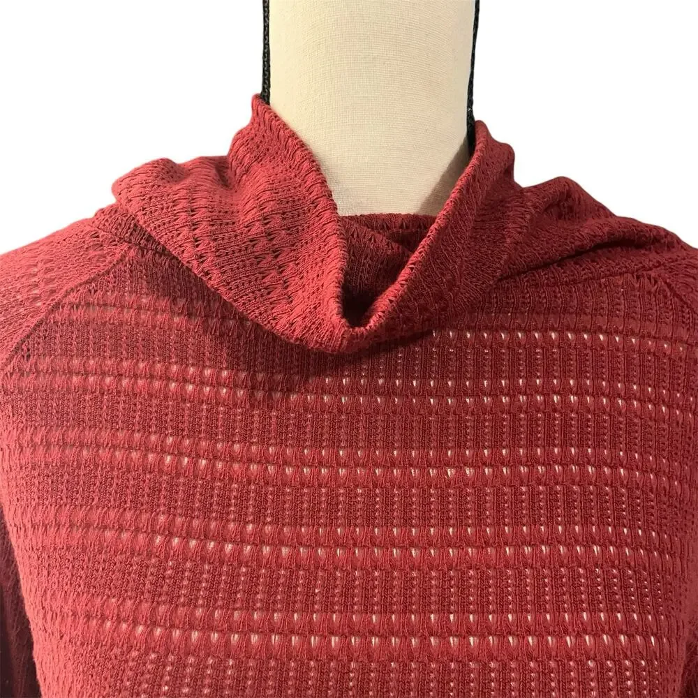Free People Red Sweater Sz XS Cropped Bell Sleeves Lightweight Boho Festival